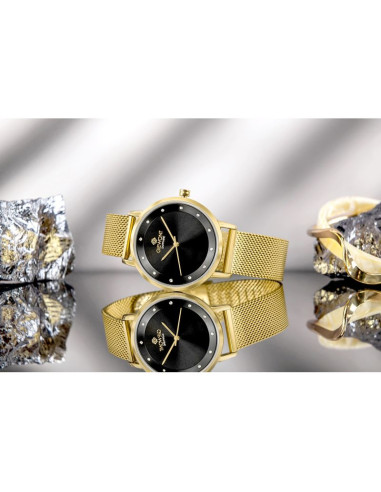 Zegarek damski giewont sapphire złoto czarny gw4130-b3