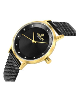 Zegarek damski giewont sapphire złoto czarny gw4130-b4 2