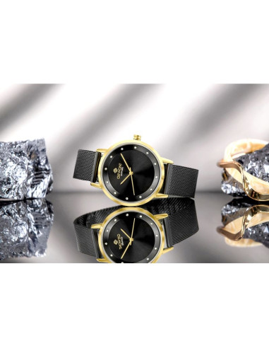 Zegarek damski giewont sapphire złoto czarny gw4130-b4