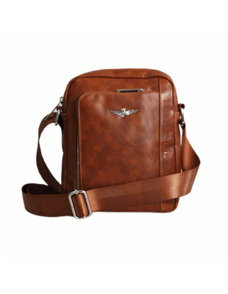 Torba męska na ramię listonoszka aeronautica militare sling bag brązowa - am-1182