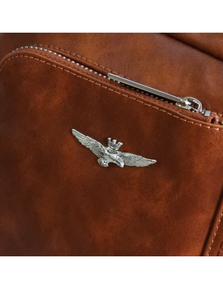Torba męska na ramię listonoszka aeronautica militare sling bag brązowa - am-1182