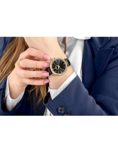 Zegarek damski giewont sapphire złoto czarny gw5390-a4