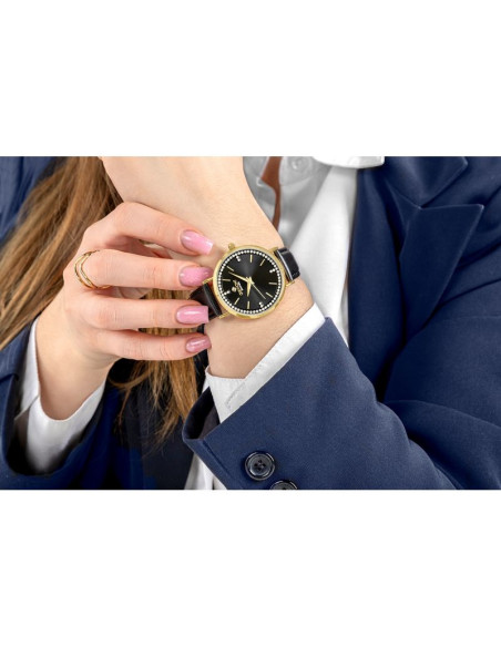 Zegarek damski giewont sapphire złoto czarny gw5390-a4