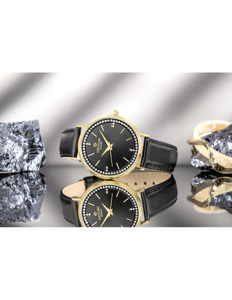 Zegarek damski giewont sapphire złoto czarny gw5390-a4