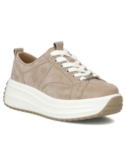 Skórzane półbuty damskie na platformie beżowe filippo dp6795