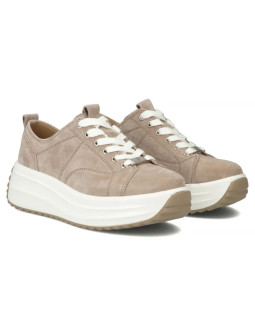 Skórzane półbuty damskie na platformie beżowe filippo dp6795 2