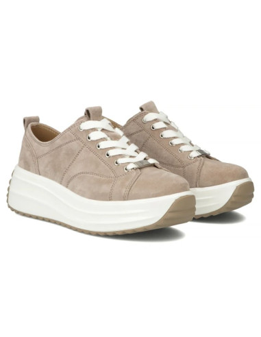 Skórzane półbuty damskie na platformie beżowe filippo dp6795