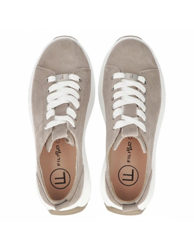 Skórzane półbuty damskie na platformie beżowe filippo dp6795