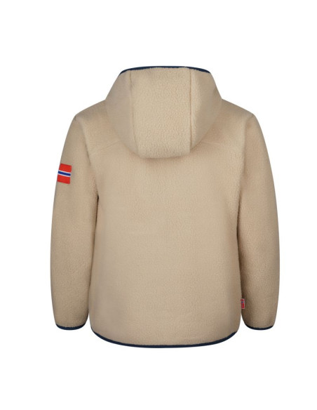 Kurtka polarowa dziecięca trollkids kids aurlandsfjord jacket rozpinana z kapturem beżowa (466-815)