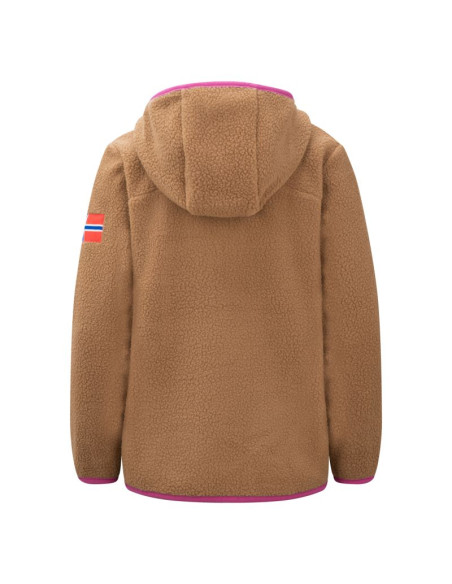 Kurtka polarowa dziecięca trollkids kids aurlandsfjord jacket z kapturem rozpinana brązowa (466-823)