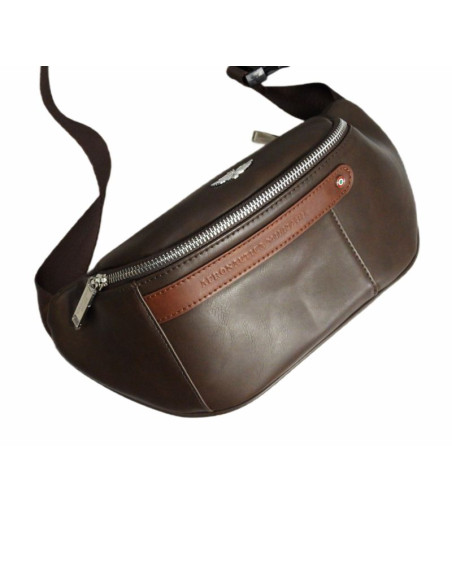 Saszetka męska nerka biodrowa aeronautica militare waist bag brązowa - am-393-moro