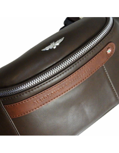 Saszetka męska nerka biodrowa aeronautica militare waist bag brązowa - am-393-moro
