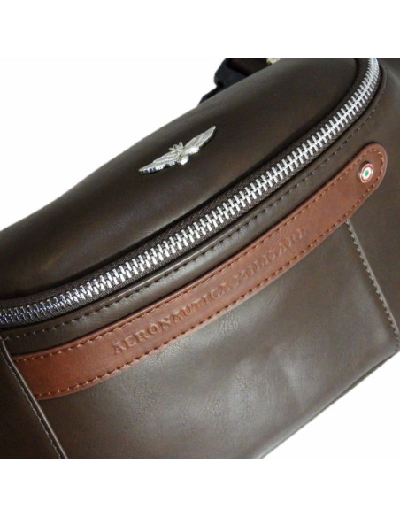 Saszetka męska nerka biodrowa aeronautica militare waist bag brązowa - am-393-moro