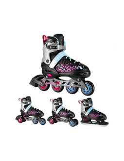 Nh18190a łyżworolki 4w1 brave różowe rozm. s(29-33) z wym. pł. hokejową nils extreme