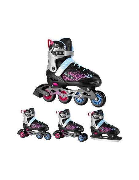 Nh18190a łyżworolki 4w1 brave różowe rozm. s(29-33) z wym. pł. hokejową nils extreme