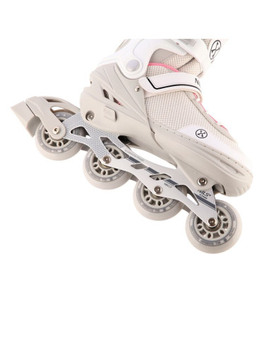 Nh18188a 2w1 szaro-rózowe rozm.l(39-43) łyżworolki z wym. pł. hokejową nils extreme