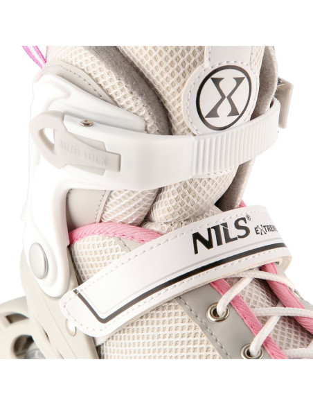 Nh18188a 2w1 szaro-rózowe rozm.l(39-43) łyżworolki z wym. pł. hokejową nils extreme