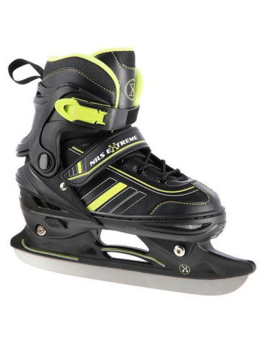 Łyżworolki nils extreme nh18191 2w1 czarno-limonkowe rozm. m (34-38) z wymienną płozą hokejową