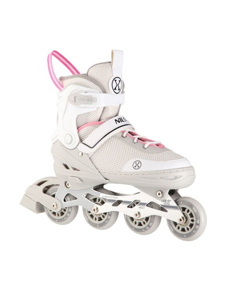 Nh18188a 2w1 szaro-różowe rozm.m(34-38) łyżworolki z wym. pł. hokejową nils extreme