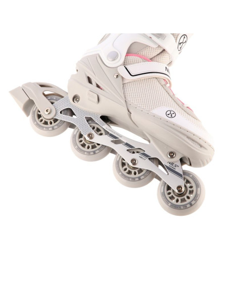 Nh18188a 2w1 szaro-różowe rozm.m(34-38) łyżworolki z wym. pł. hokejową nils extreme