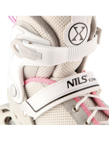 Nh18188a 2w1 szaro-różowe rozm.m(34-38) łyżworolki z wym. pł. hokejową nils extreme