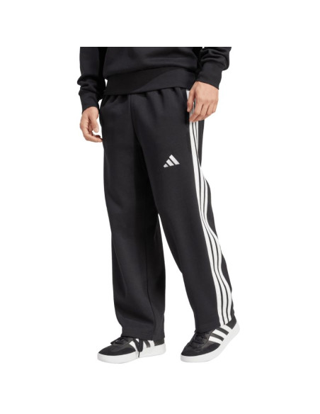 Spodnie męskie adidas essentials three stripes fleece wide leg czarne jm1770
