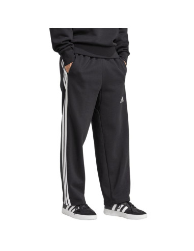 Spodnie męskie adidas essentials three stripes fleece wide leg czarne jm1770