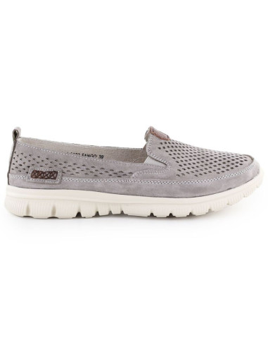 Skórzane półbuty damskie ażurowe szare evento 9802