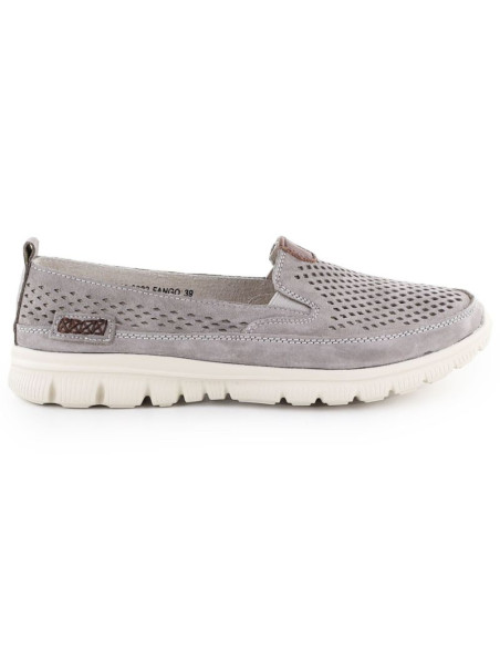 Skórzane półbuty damskie ażurowe szare evento 9802