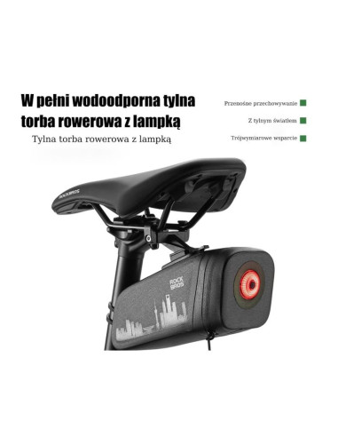 Rockbros torba rowerowa podsiodłowa ze światłem