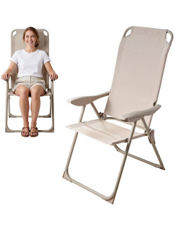 Krzesło fotel turystyczne z podłokietnikami składane beżowe redcliffs 2