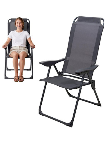Krzesło fotel turystyczne z podłokietnikami składane grafit redcliffs