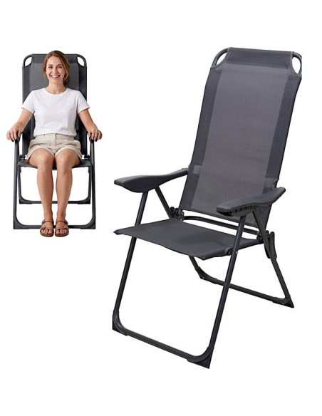 Krzesło fotel turystyczne z podłokietnikami składane grafit redcliffs