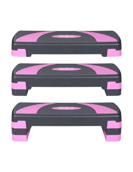 Step do aerobiku i ćwiczeń fitness rebel active rba-3225-pu, 3 stopnie, szaro-fioletowy