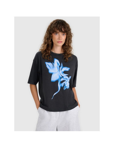 T-shirt oversize z nadrukiem damski  4f 4frss25ttshf2747-20s