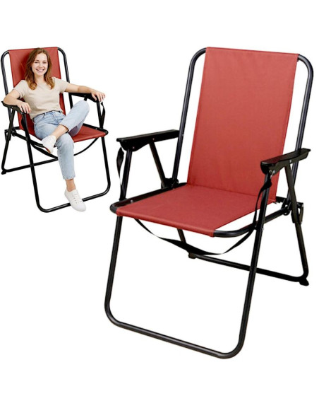 Krzesło turystyczne z podłokietnikami składane czerwony redcliffs