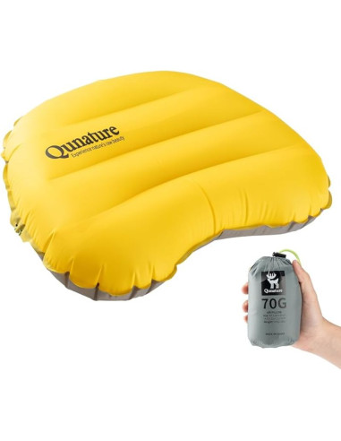 Qunature nadmuchiwana poduszka turystyczna żółta