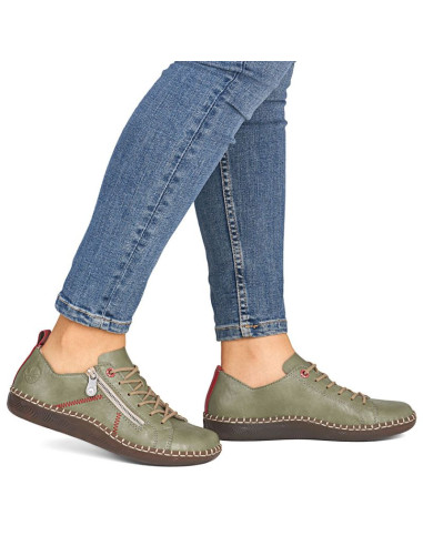 Półbuty damskie komfortowe zielone rieker n2401-54