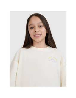 T-shirt oversize crop top z nadrukiem dziewczęcy 4f 4fjwss25ttshf1868-11s 2