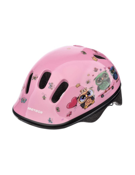 Kask rowerowy meteor ks06 s 48-52 cm little owl różowy 24809
