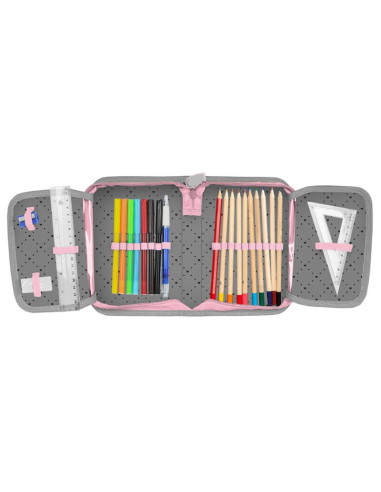 Piórnik szkolny paso sweet kitty szary z wyposażeniem do szkoły - pp23kc-p001