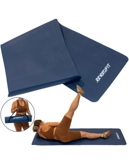 Mata fitness nbr antypoślizgowa 183x60x1cm niebieska + pokrowiec enero fit