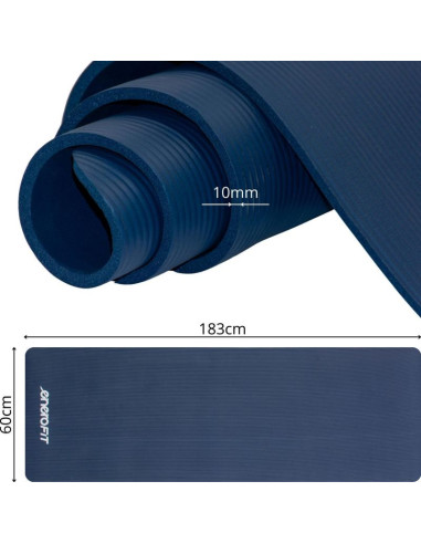 Mata fitness nbr antypoślizgowa 183x60x1cm niebieska + pokrowiec enero fit