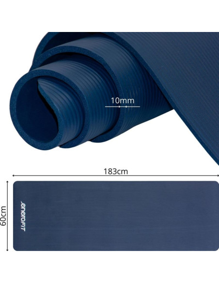 Mata fitness nbr antypoślizgowa 183x60x1cm niebieska + pokrowiec enero fit