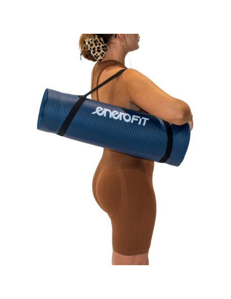 Mata fitness nbr antypoślizgowa 183x60x1cm niebieska + pokrowiec enero fit