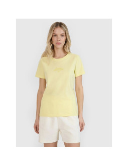 T-shirt regular z nadrukiem damski 4f 4frss25ttshf2786-73s