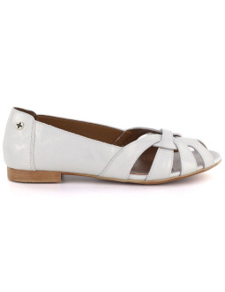 Skórzane baleriny damskie ażurowe komfortowe srebrne gino fabiani ol28-1 2