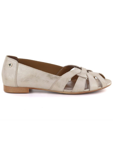 Skórzane baleriny damskie ażurowe komfortowe złote gino fabiani ol28-1