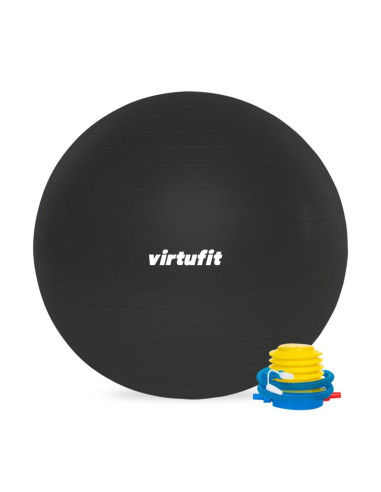 Virtufit piłka gimnastyczna anti-burst pro z pompką szara 65 cm