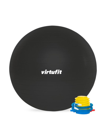 Virtufit piłka gimnastyczna anti-burst pro z pompką szara 65 cm